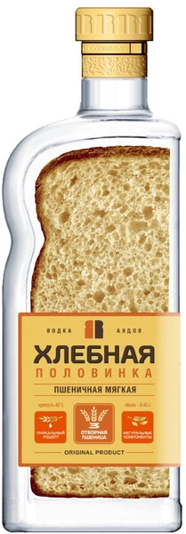 Водка Хлебная Половинка Пшеничная Мягкая, 0.45 л