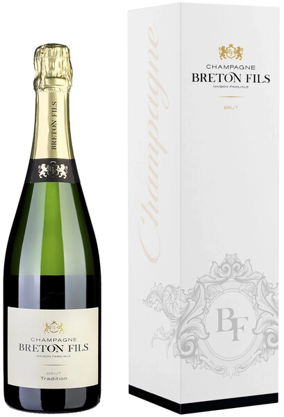 Шампанское Champagne Breton Fils, Tradition Brut, Champagne AOC, gift box