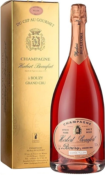Шампанское Herbert Beaufort, Cuvee Yllen Brut Rose, Bouzy Grand Cru, gift box, 1.5 л