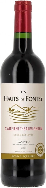 Вино Les Hauts de Fontey Cuvee Reservee Cabernet Sauvignon, Pays d'Oc IGP, 2021