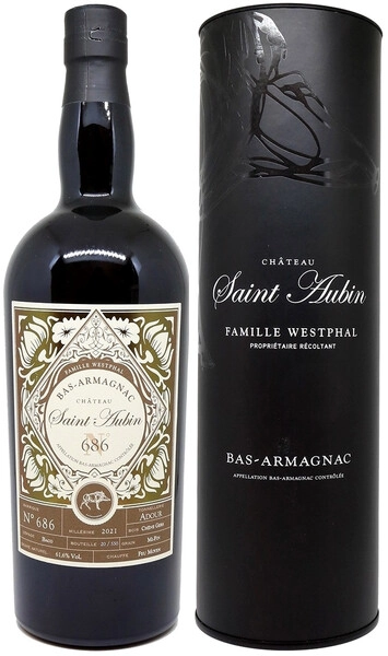 Арманьяк Saint Aubin №686 Baco, Bas-Armagnac AOC, 2021, gift box, 0.7 л