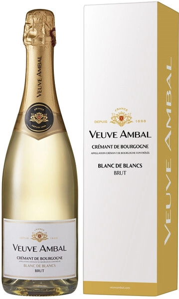 Игристое вино Veuve Ambal, Blanc de Blancs Brut, Cremant de Bourgogne AOC, gift box