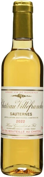 Вино Chateau Villefranche, Sauternes AOC, 2022, 375 мл