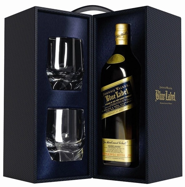 Виски Johnnie Walker, Blue Label, with 2 glasses, 0.7 л