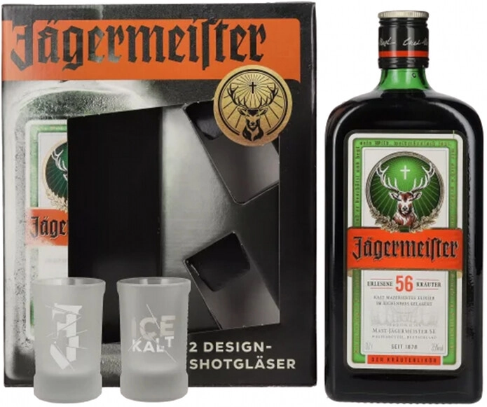 Ликер Jagermeister, gift box with 2 glasses, 0.7 л