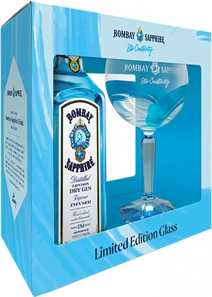 Джин Bombay Sapphire, gift box with glass, 0.7 л