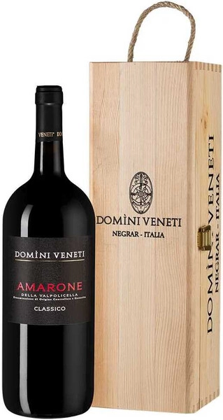 Вино Domini Veneti Amarone della Valpolicella Classico DOC, 2018, wooden box, 1.5 л