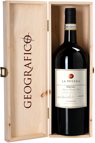 Вино Geografico, "La Pevera", Toscana IGT, 2020, wooden box, 1.5 л