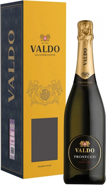 Игристое вино Valdo, Prosecco Extra Dry DOC (Etichetta Nera), 2024, gift box