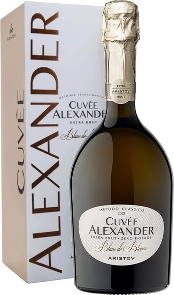 Игристое вино Aristov. Cuvee Alexander Blanc de Blancs Extra Brut, 2022, gift box
