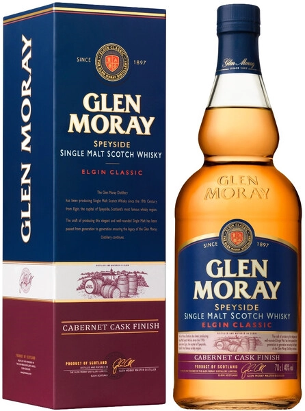 Виски Glen Moray Elgin Classic Cabernet Cask Finish, gift box, 0.7 л