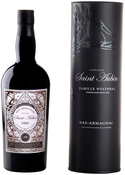 Арманьяк Saint Aubin Bas-Armagnac AOC, 1985, gift tube, 0.7 л