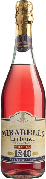 Игристое вино Chiarli 1860, Mirabello Rosato, Lambrusco dell'Emilia IGT