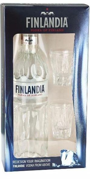 Водка Finlandia, gift box with 2 shot glasses, 0.7 л