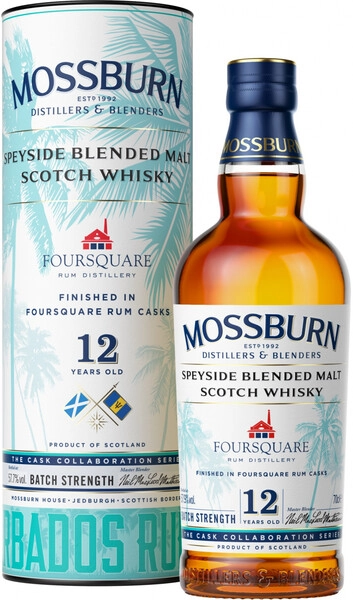 Виски Mossburn, Speyside Blended Malt Foursquare Rum Casks 12 Years Old, in tube, 0.7 л