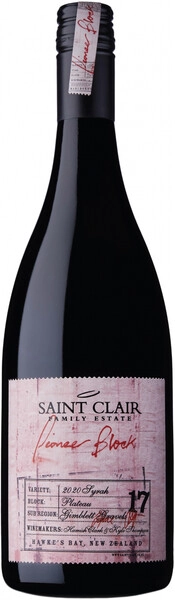 Вино Saint Clair, Pioneer Block 17 Plateau Syrah, 2020