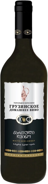 Вино Грузинское Домашнее Белое Полусладкое, 1 л