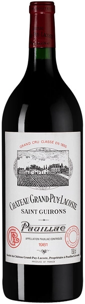 Вино Chateau Grand-Puy-Lacoste, Pauillac AOC, 1981, 1.5 л