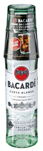 Ром Bacardi Carta Blanca, with plastic glass, 0.7 л