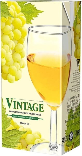Вино Torgovyj Dom Viktoria, Vintage White Semi-Sweet, Tetra Pak, 1 л