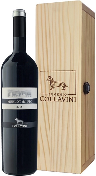 Вино Eugenio Collavini, Merlot dal Pic, Collio DOC, 2018, wooden box, 1.5 л
