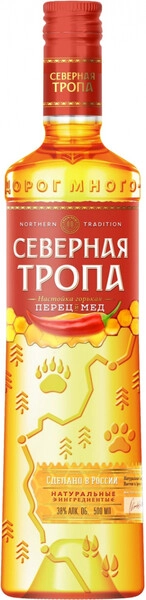 Ликер КВКЗ, Северная Тропа Перец и Мед, настойка горькая, 0.5 л