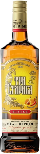 Ликер "Три старика" Мёд с Перцем, настойка горькая, 0.5 л
