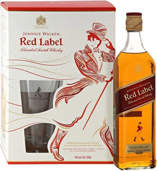 Виски Red Label, gift box with 1 glass, 0.7 л