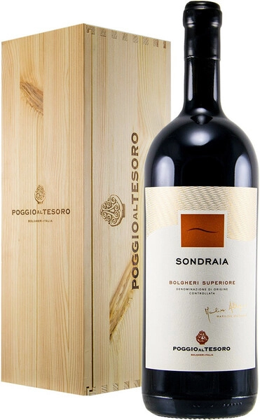 Вино Poggio al Tesoro, Sondraia, Bolgheri Superiore DOC, 2018, wooden box, 1.5 л