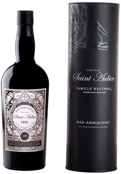 Арманьяк Saint Aubin Bas-Armagnac AOC, 1990, gift tube, 0.7 л