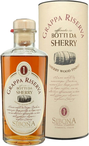 Граппа Sibona, Grappa Riserva Sherry Wood Finish, in tube, 0.5 л
