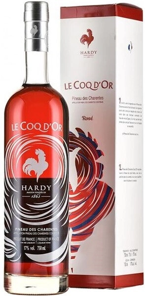 Вино Hardy, Le Coq d'Or Rose, Pineau des Charentes AOC, gift box
