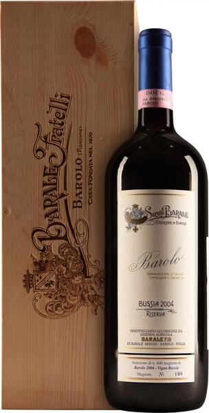 Вино Barale Fratelli, Bussia Riserva, Barolo DOCG, 2004, wooden box, 1.5 л