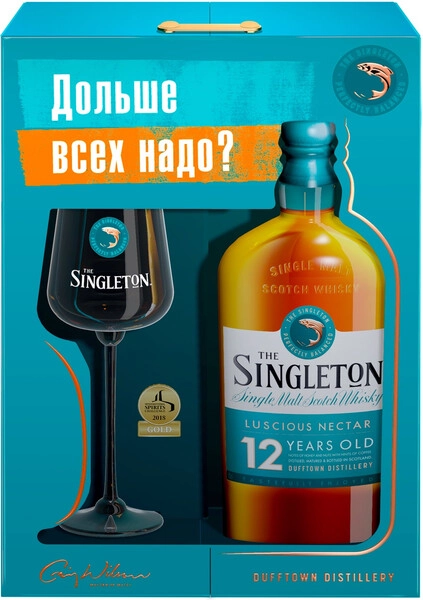 Виски Singleton of Dufftown 12 Years Old, gift box with glass, 0.7 л