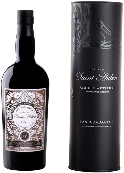 Арманьяк Saint Aubin Bas-Armagnac AOC, 1975, gift tube, 0.7 л