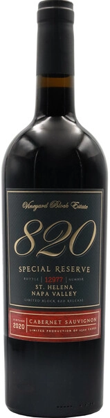 Вино Vineyard Block Estate 820 Cabernet Sauvignon Special Reserve, 2020