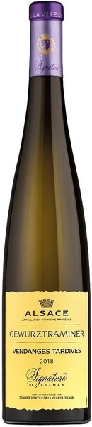Вино Domaine Viticole de la Ville de Colmar, Gewurztraminer Vendanges Tardives Signature de Colmar, Alsace AOP, 2018
