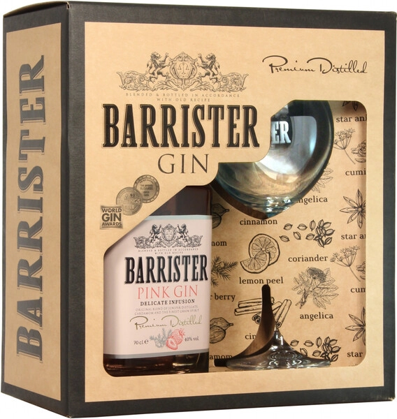 Джин Barrister Pink, gift box with glass, 0.7 л