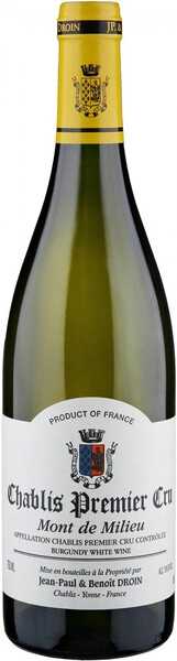 Вино Jean-Paul & Benoit Droin, Chablis 1-er Cru Mont de Milieu AOC, 2023