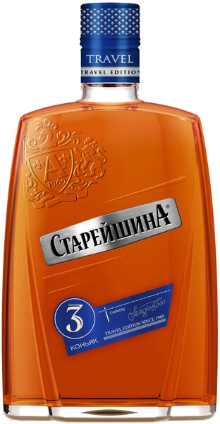 Коньяк Старейшина Трэвел Трехлетний, фляга, 0.5 л
