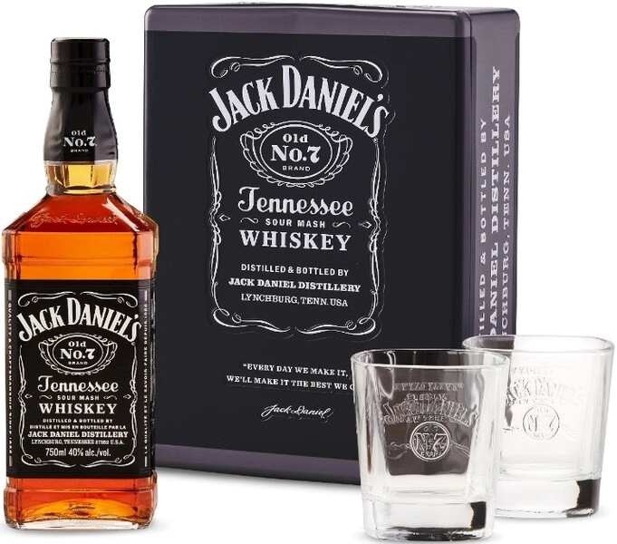 Виски Jack Daniel's, metal box with 2 glasses, 0.7 л