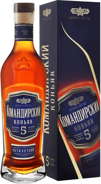 Коньяк Командирский 5-летний, в подарочной коробке, 0.5 л