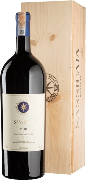 Вино Sassicaia, Bolgheri Sassicaia DOC, 2018, wooden box, 3 л