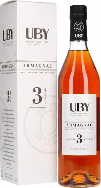 Арманьяк Uby 3 Years Old, Armagnac AOC, gift box, 0.7 л