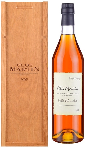 Арманьяк Clos Martin Folle Blanche, Bas-Armagnac AOC, 1988, gift box, 0.7 л