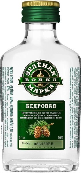 Водка "Зелёная Марка" Кедровая, 100 мл