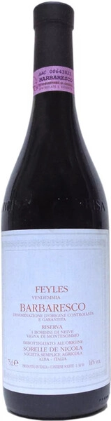 Вино Sorelle de Nicola, Feyles Riserva, Barbaresco DOCG, 2014