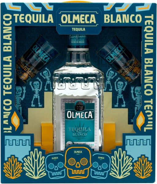 Текила "Olmeca" Blanco, gift box with 2 glasses, 0.7 л