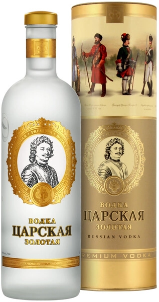 Водка Царская Золотая, в подарочной тубе Военная, 1 л