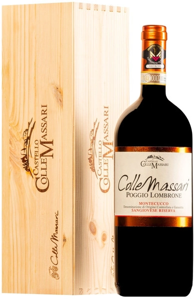 Вино Castello ColleMassari, Poggio Lombrone, Montecucco Sangiovese Riserva DOC, 2017, wooden box, 1.5 л